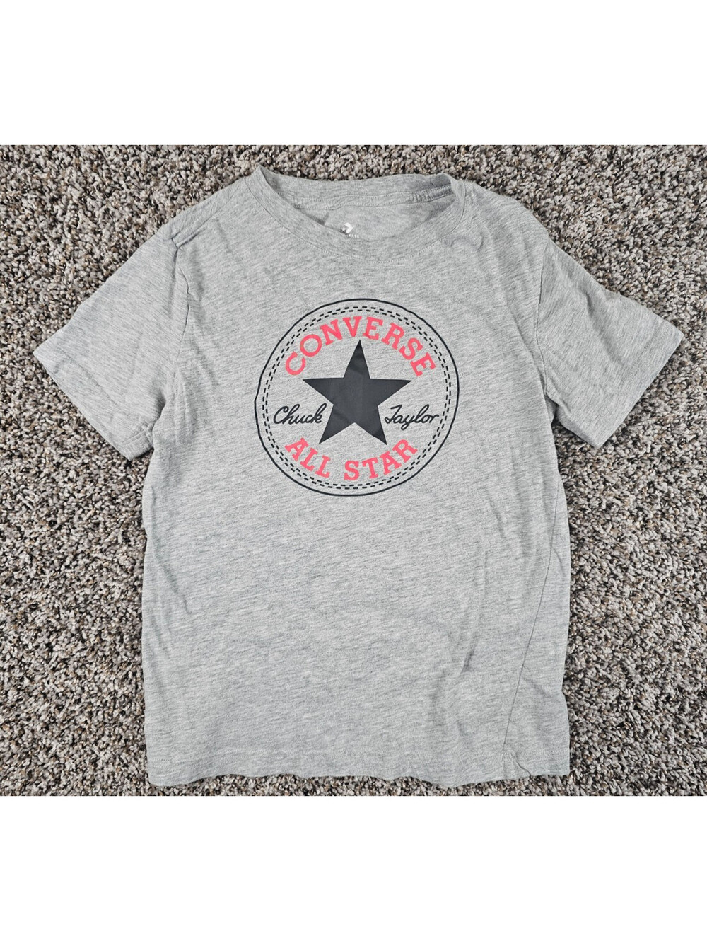 Converse All Star Boys Sz M Short Sleeve T Shirt Gray Black Graphic
